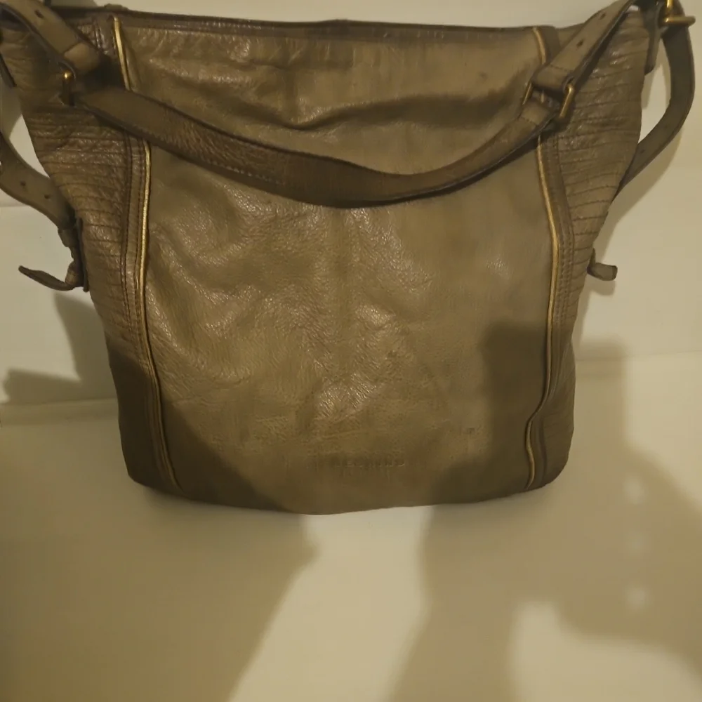 Liebeskind Elenor Taupe Genuine Leather Shoulder Bag Luxury Designer Purse